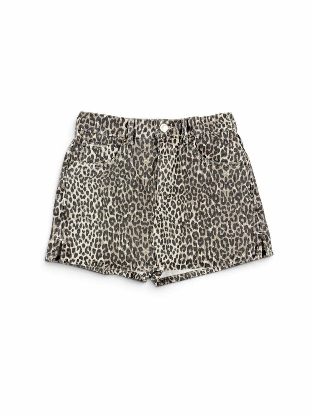 Zara Girls Leopard Print Denim Skort Animal Print Size 13-14